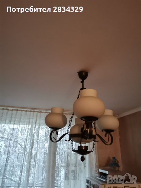 Полилей от кована мед с 4 осветителни тела, снимка 1