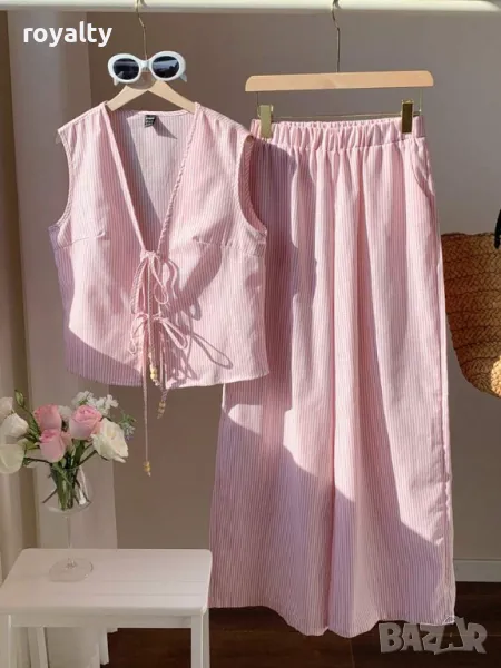 Комплект от тъкан плат в розово 🍓, снимка 1