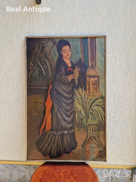 Уникална огромна антикварна майсторска авторска картина масло върху платно , снимка 1
