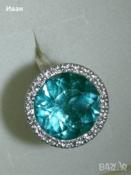 Сребърен пръстен  с Турмалин / синтетика/, снимка 1