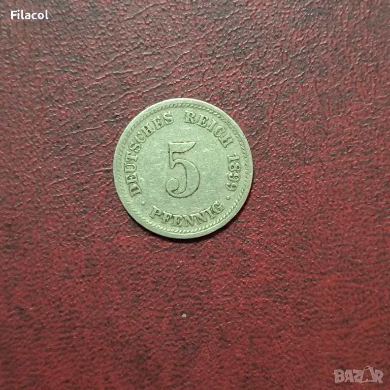Германия Империя 5 пфенига 1899 година МД 'D' - Мюнхен, снимка 1