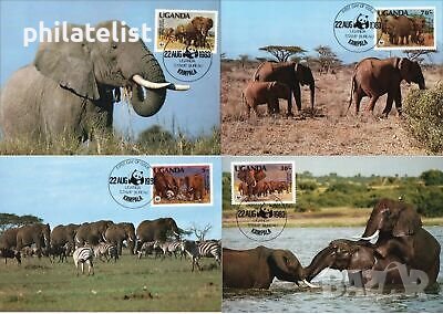 Уганда 1983 - 4 броя Карти Максимум - WWF, снимка 1