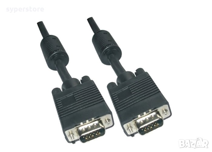 Кабел VGA към VGA 3м + 2 ферит VCom SS001249 Черен, Cable VGA HD15 M/M +2Ferrite, снимка 1