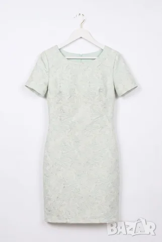 Рокля “Mint Floral Shine” – жакардова рокля с релеф светла мента арт.1535, снимка 6 - Рокли - 55821140