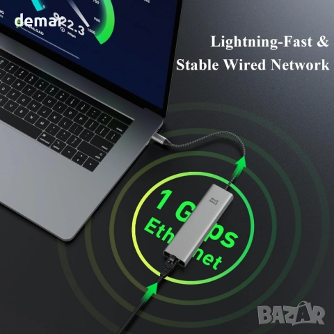 Minthouz USB C хъб, 6 в 1 многопортов адаптер, USB C към HDMI с 4K@60Hz, снимка 4 - Кабели и адаптери - 52264513