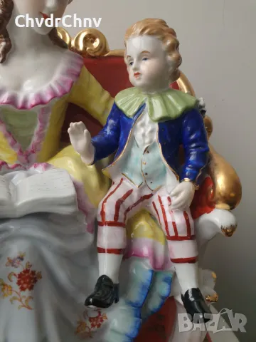 Барокова статуетка 36см-8кг/голяма стара немска порцеланова фигура-композиция/майка с деца, снимка 6 - Статуетки - 48197657