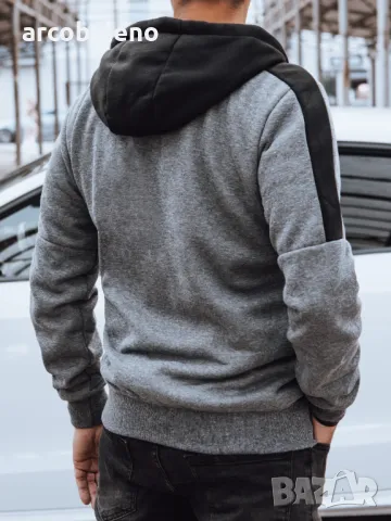 Мъжки суичър с цип и качулка, 2цвята , снимка 4 - Суичъри - 47538998