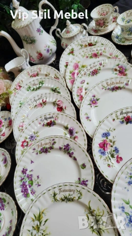 Пълен сервиз Royal Albert Flowers of the month , снимка 8 - Сервизи - 53562422