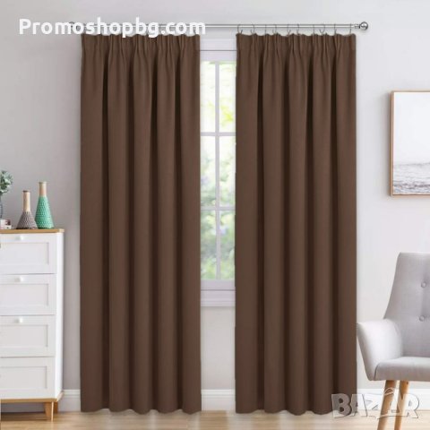 Комплект от 2 бр. завеси от качествен блекаут, С ширит лента, снимка 4 - Пердета и завеси - 41670302