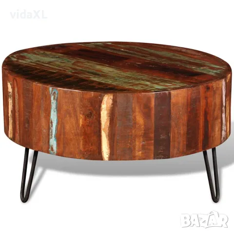 vidaXL Маса за кафе, кръгла, масивно регенерирано дърво, снимка 5 - Маси - 56146324