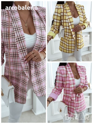 Дамско карирано сако, 3цвята 