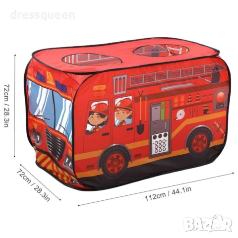 4778 Детска палатка „Пожарникарски камион“ – Сгъваема, с чанта за съхранение и лесно пренасяне, снимка 4 - Други - 53712227
