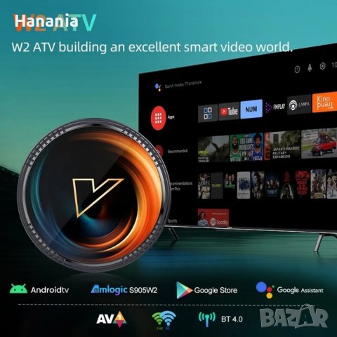 TV Box Vontar W2 ATV 4/32GB, Smart TV, SlimBox Android TV, 4K@60fps HDR, IPTV, ТВ БОКС, снимка 4 - Приемници и антени - 41620748