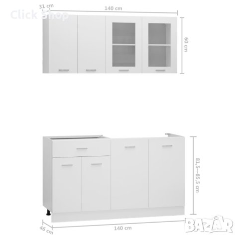 Комплект кухненски шкафове от 4 части, бял, ПДЧ, снимка 10 - Кухни - 41898701