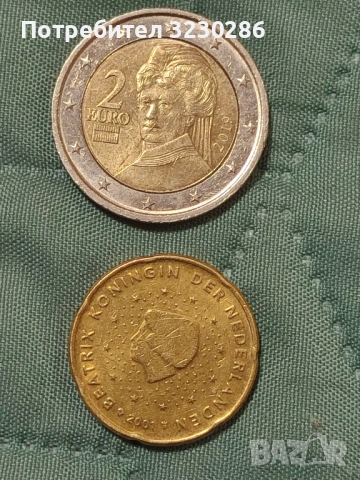 Продавам 2 евро монета и евро цента-колекционерски, снимка 3 - Нумизматика и бонистика - 53771149