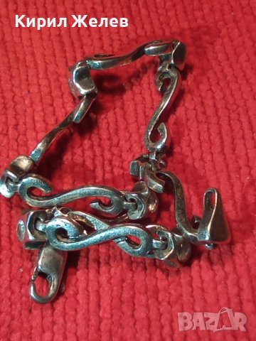 НЕЖНА СКЪПОЦЕННА СТАРА АРТ НУВО СТИЛ ГРИВНА СРЕБРО 925 с ФАСЕТИРАНИ ЦИРКОНИ ЮВЕЛИРНА ИЗРАБОТКА 25806, снимка 12 - Гривни - 35870551