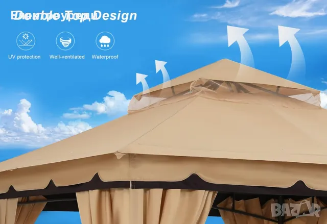 Луксозна Градинска Шатра с мрежа против насекоми 3.36x3.36 м., снимка 11 - Градински мебели, декорация  - 49544638