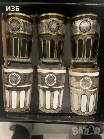 Комплект от 6 чаши Rosenberg, черно-бяло злато, за луксозни напитки от висок клас, снимка 6 - Чаши - 50317385