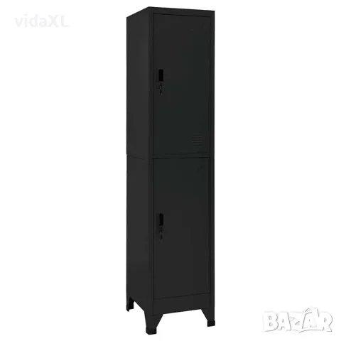 vidaXL Заключващ се шкаф, черен, 38x45x180 см, стомана