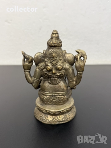 Фигура от "тибетско сребро" - Ганеша (Ganesha). №7735, снимка 3 - Колекции - 52803240