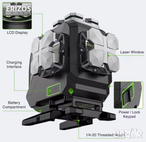Huepar 3 D лазерен нивелир, снимка 10 - Измервателни инструменти - 51918028