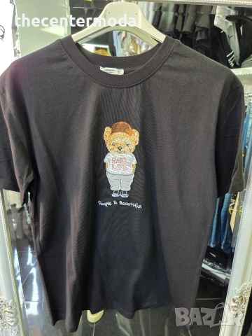 Памучна тениска с мече, снимка 4 - Тениски - 53535807