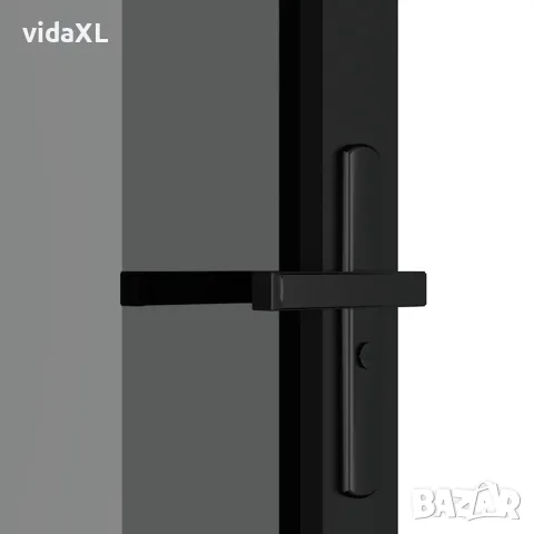 vidaXL Интериорна врата 83x201,5 см черна ESG стъкло и алуминий, снимка 5 - Входни врати - 56147181