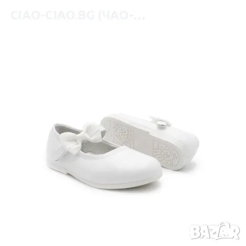 №24-32, Бели балеринки за момиче с панделка на каишката BUBBLE KIDS, снимка 3 - Детски обувки - 50369103