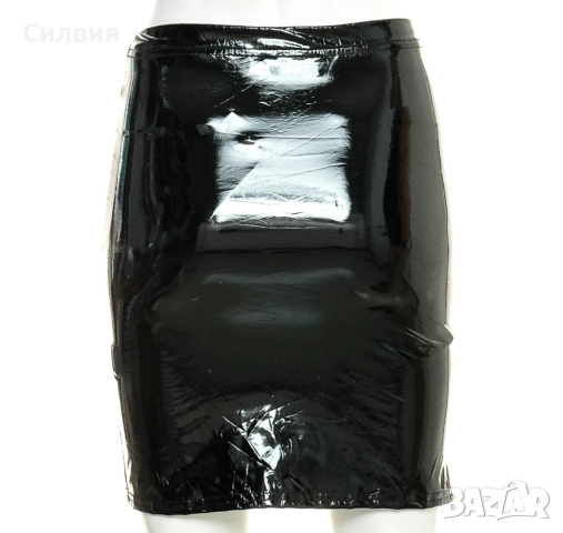 Нова лачена латексова пола "PrettyLittleThing" пола от лак, размер S, снимка 3 - Поли - 52409635