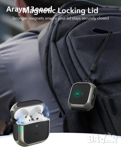 ESR Orbit Hybrid калъф за AirPods 4 – Titanium, MagSafe съвместим, снимка 8 - Аксесоари за Apple - 55914407
