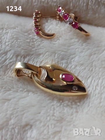 Дизайнерски златен медальон с естествен рубин и диамант ръчна изработка, снимка 7 - Колиета, медальони, синджири - 53509478