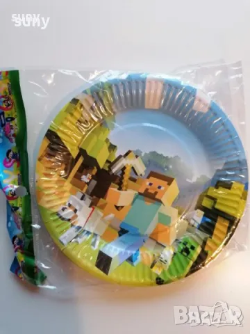 Парти чинийки Майнкрафт,чашки,салфетки,кутийки,картонена торта,шапки,сламки,свирки,играчки, снимка 5 - Други - 49742929