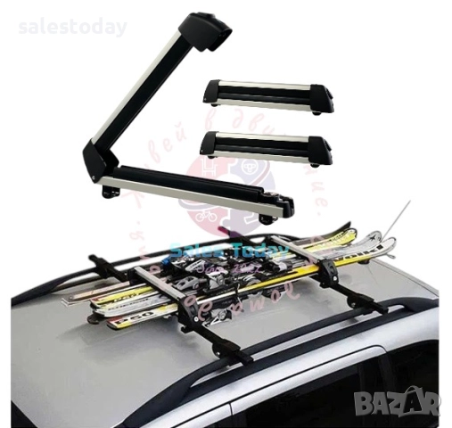 Ски багажник, Алуминиев, за  4 чифта ски или 2 сноуборда, 56см