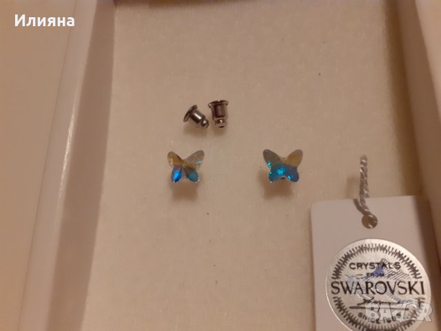 Swarovski пеперудки обеци, снимка 2 - Обеци - 35696113