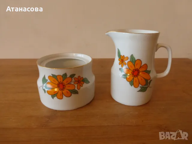 Чешки порцеланови захарница и каничка за мляко латиера БОХЕМИЯ 1950 г, снимка 1