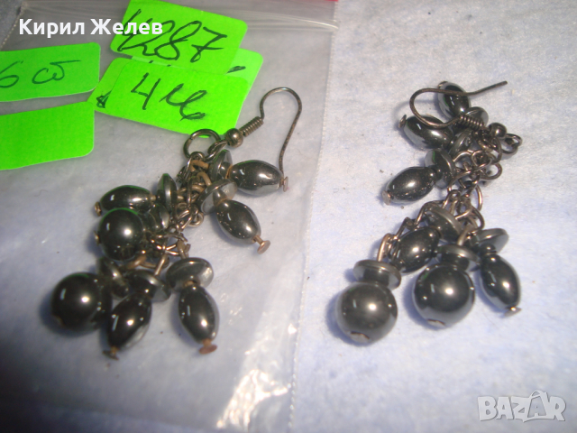 КРАСИВИ АРТ МОДНИ ХЕНД-МЕЙД ОБЕЦИ с ВИСУЛКИ от ПОЛИРАН ХЕМАТИТ 4287, снимка 4 - Обеци - 36510525