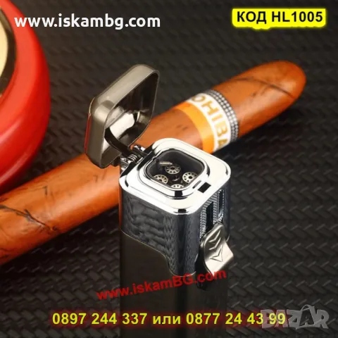 Мощна запалка с четворен джет пламък – за пури и цигари - КОД HL1005, снимка 2 - Запалки - 50205350