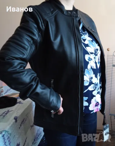 Кожено яке, добра имитация на естествена кожа, размер S, снимка 2 - Якета - 49977113