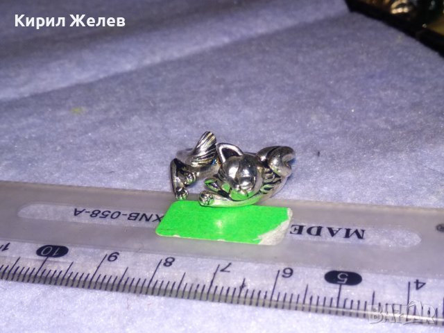 ФИГУРАЛЕН ПОСРЕБРЕН с ПЕЧАТ S925 АРТ ПРЪСТЕН КОТЕНЦЕ от БЛАГОРОДНА НЕРЪЖДАЕМА СТОМАНА 36130, снимка 10 - Пръстени - 39547232