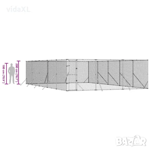 vidaXL Външна клетка за куче сребриста 6x10x2 м поцинкована стомана, снимка 10 - За кучета - 56146867