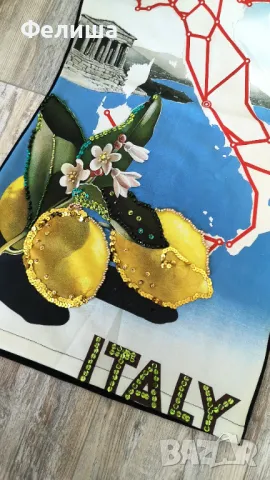 Брандова Силуетна Впечатлителна Блестяща Рокля ITALY Италия с Лимони, снимка 4 - Рокли - 50121910