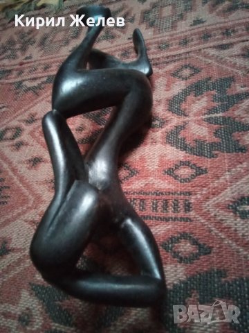 Фигурка стара дървена АБАНОС статуетка ръчна АРТ изработка Скулптура 34212, снимка 10 - Статуетки - 38944939