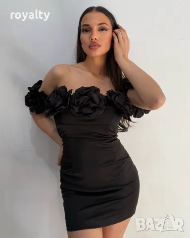 Черна стилна дамска рокля , снимка 3 - Рокли - 50272991