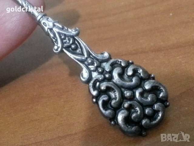 Посребрена лъжичка с имайл , снимка 4 - Антикварни и старинни предмети - 38969847
