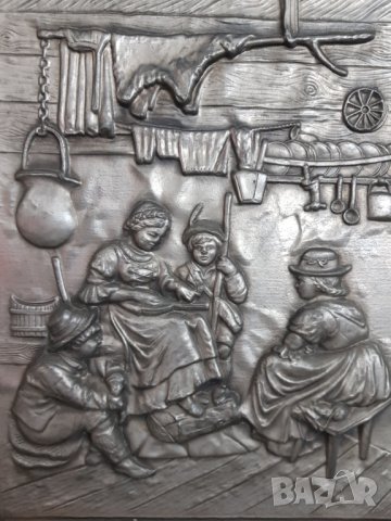 Стара немска релефна и гравирана оловно цинкова картина, снимка 4 - Картини - 33778820