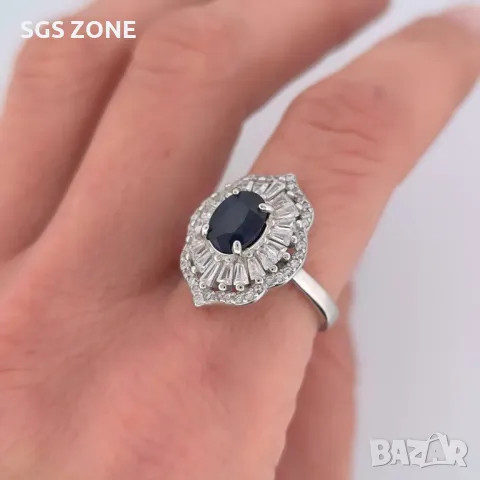 Сребърен Комплект със Сапфири, снимка 3 - Бижутерийни комплекти - 49811669