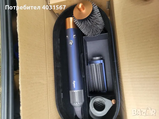 Маша / сешоар Dyson Airwrap Long - нов, пълен комплект, 5в1 - цвят Пруско синьо/мед, снимка 7 - Друга електроника - 50410035
