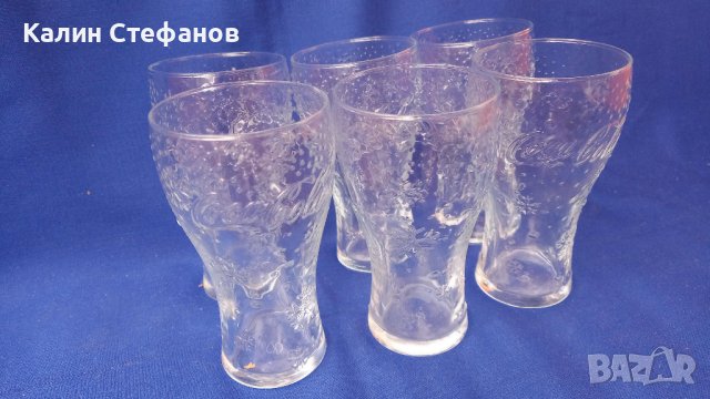 Стъклени чаши кока кола, прозрачни, снежинки , снимка 7 - Колекции - 42671904