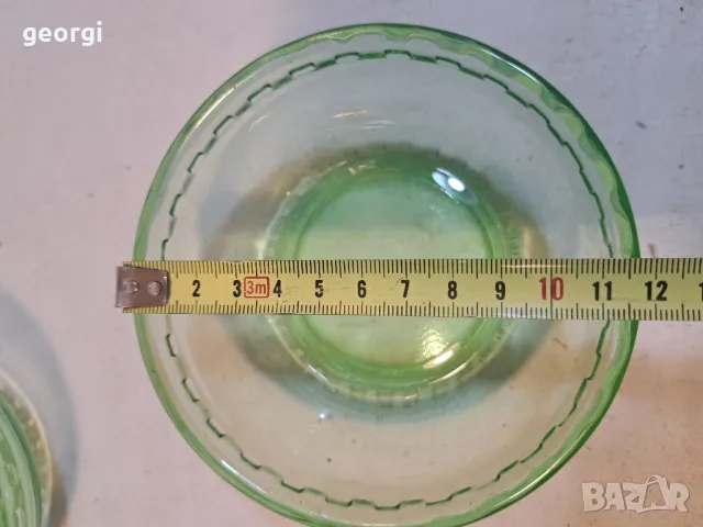 ретро стъклени купички зелено стъкло    16/4, снимка 4 - Колекции - 48987333