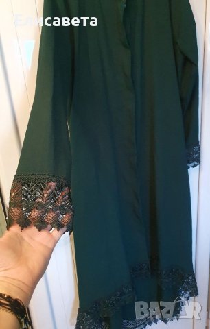 Дамска рокля в зелен цвят с бродерия , снимка 1